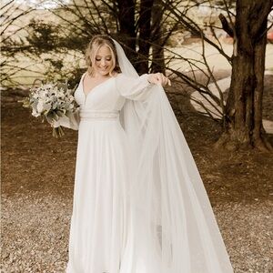 Wilderly Bride by Allure Monroe White Chiffon Gown